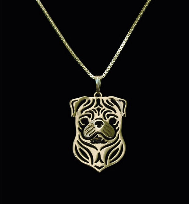 Gold Pug Pendant Necklace